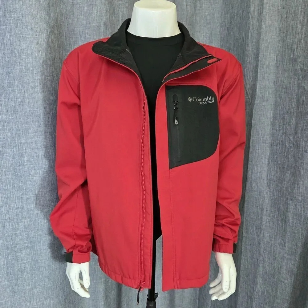 COLUMBIA TITANIUM Omni-Heat SoftShell Jacket Men's XXL Red/Black